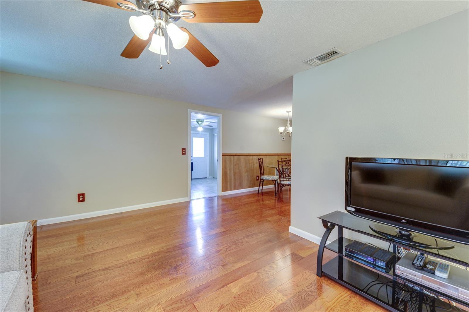 View from living room to dining room