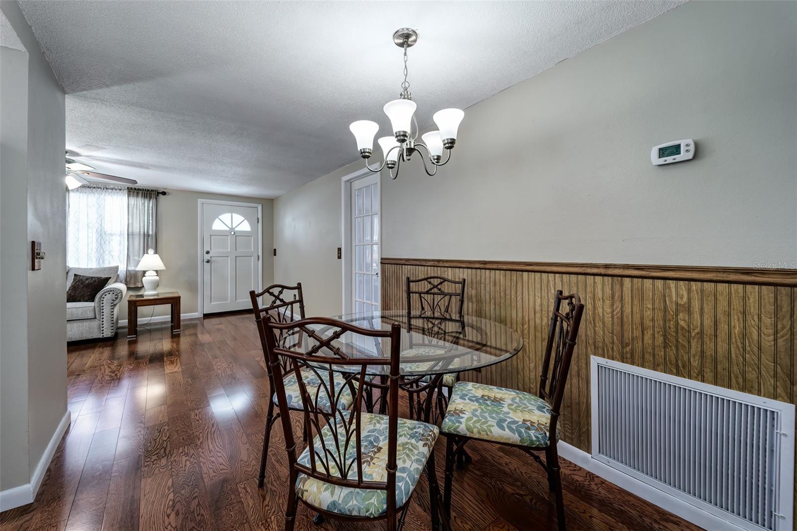 View from dining room area to entry