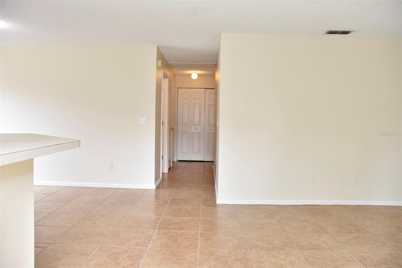 When you walk in the great room is on the right and kitchen (with dining area) on the left.