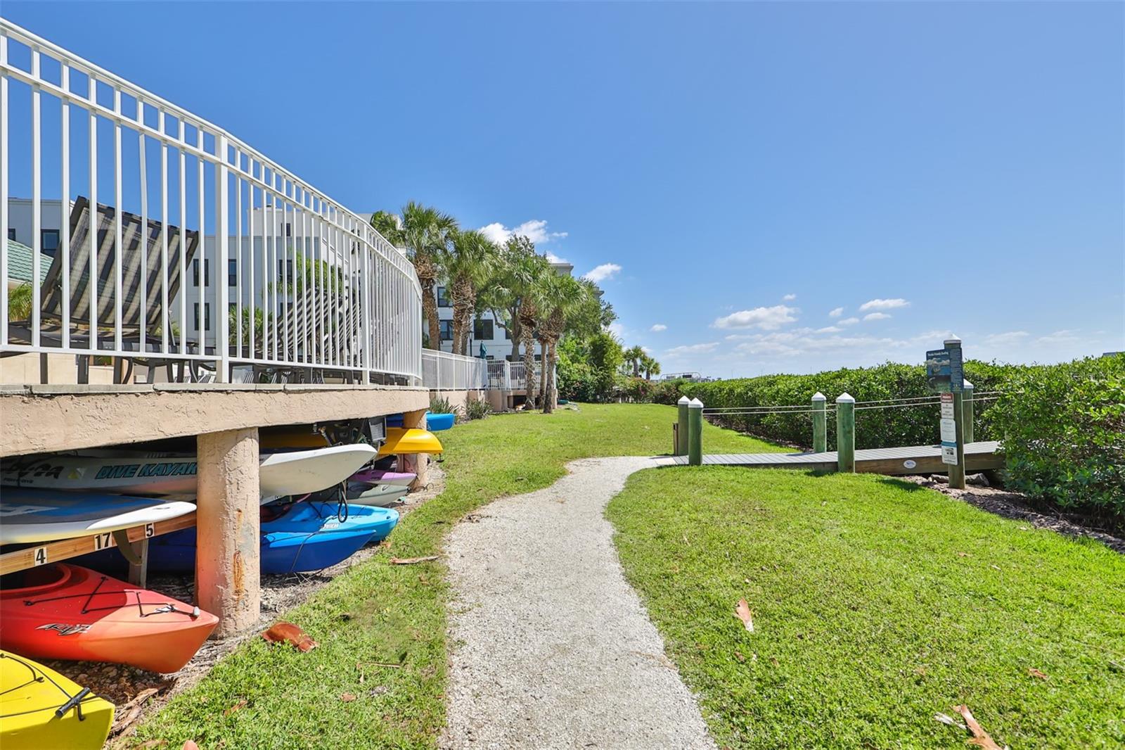 Kayak/canoe storage and walking path to waterfront