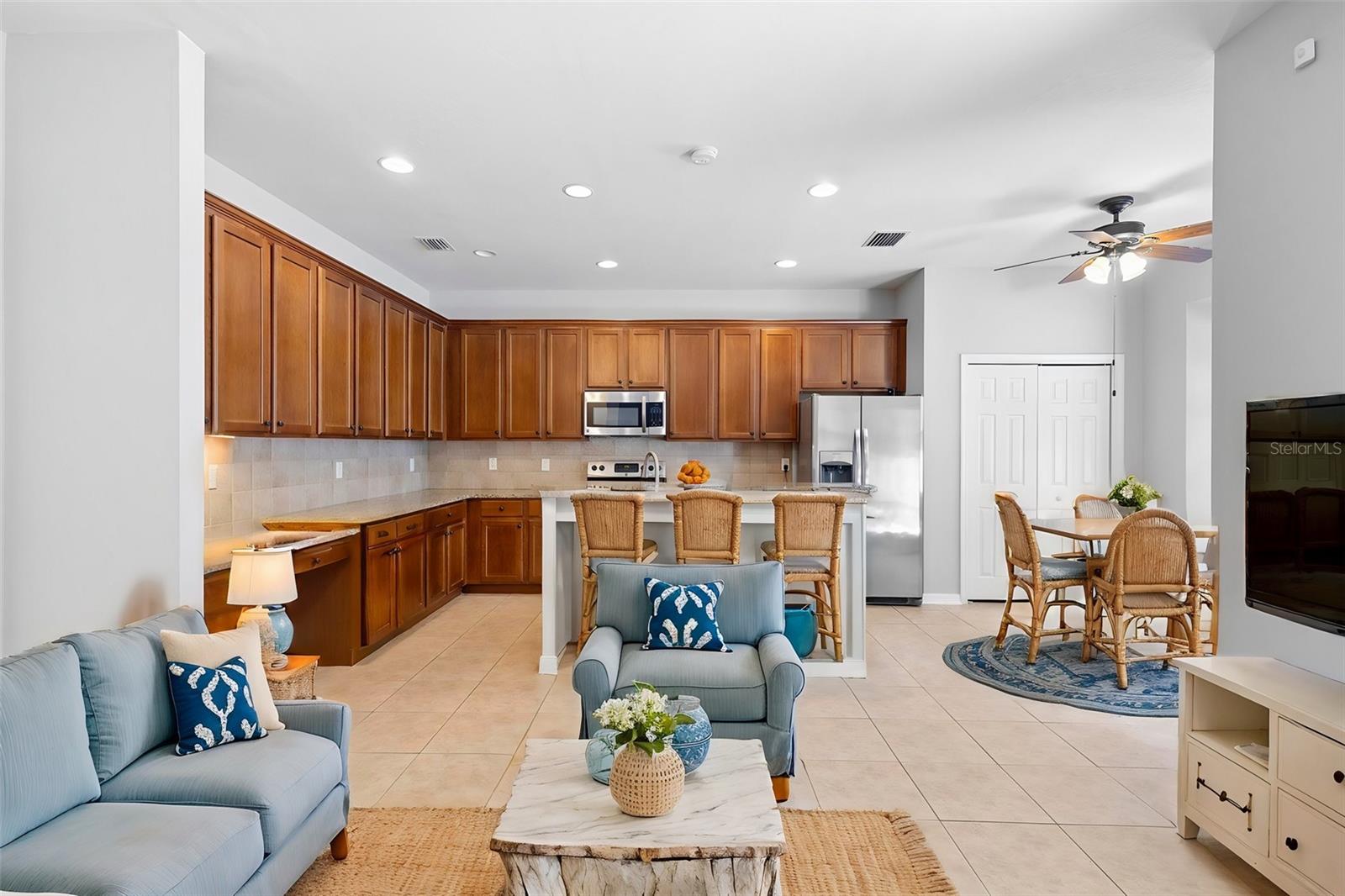 Family Room, Kitchen, Eating Area - Staged