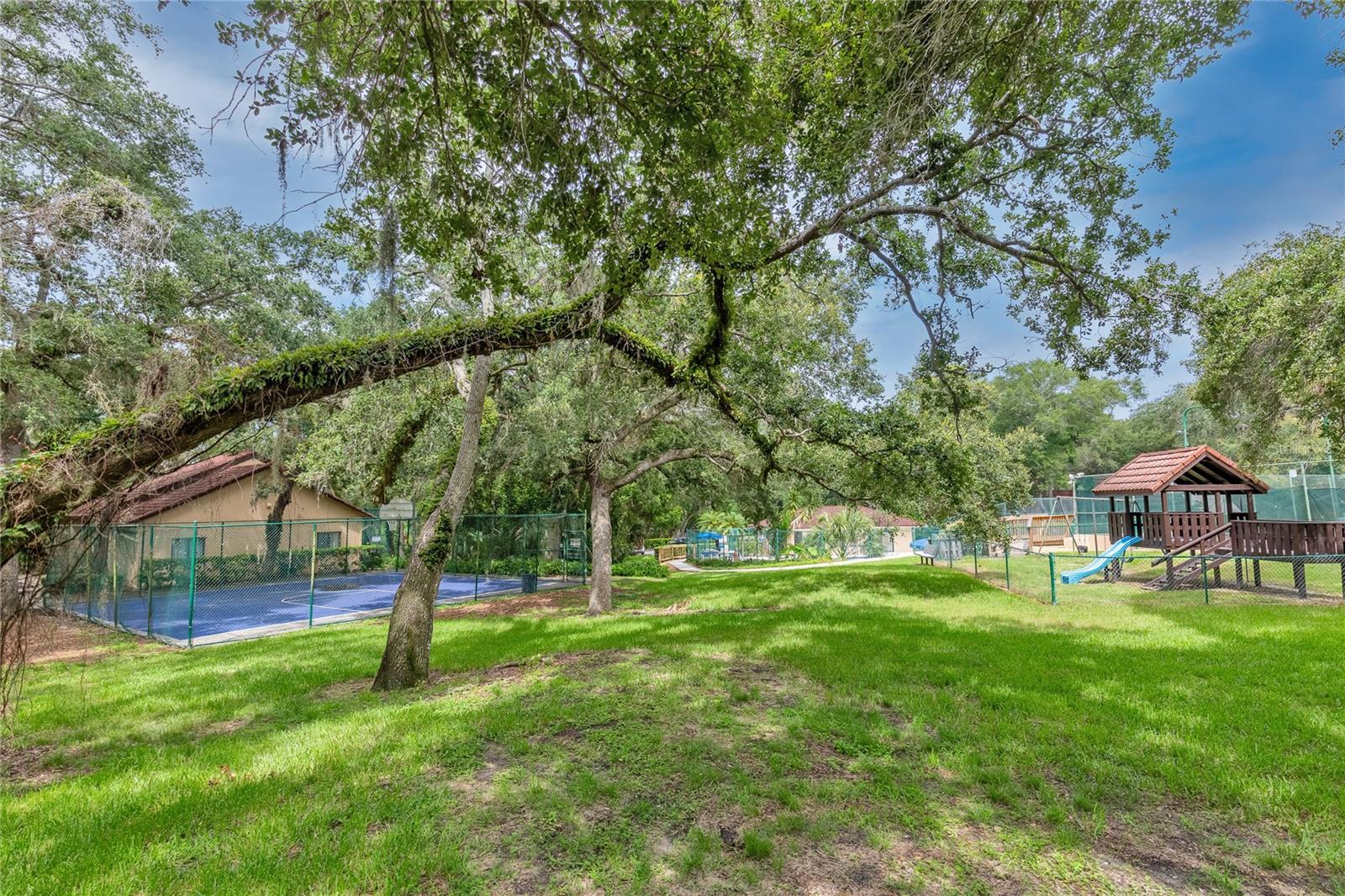 Basketball court and playground