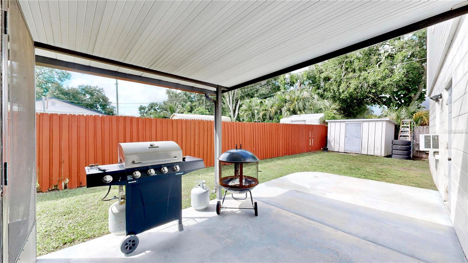 Backyard with covered lanai