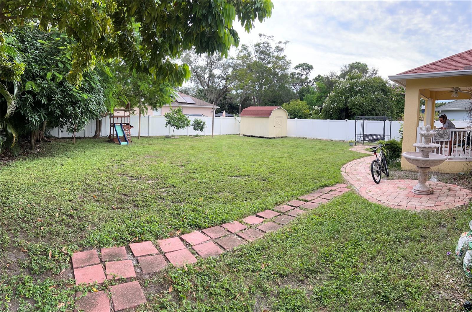 large fenced yard