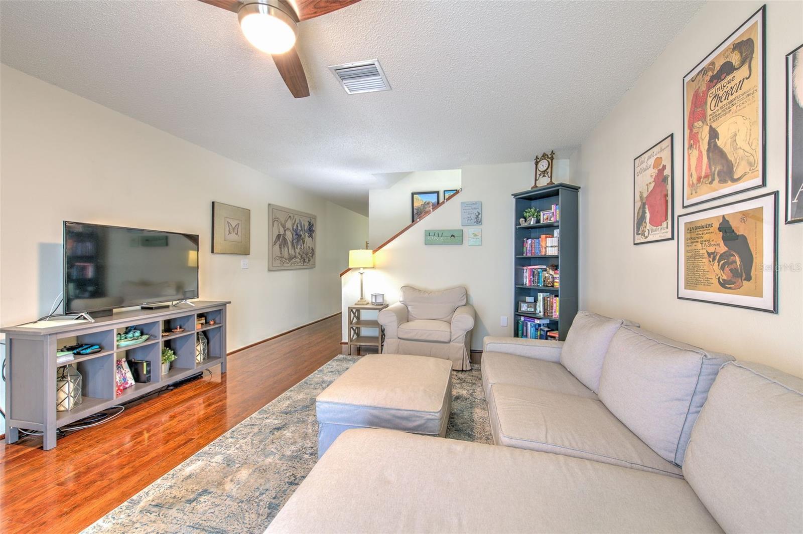 Living Room with hard wood floors