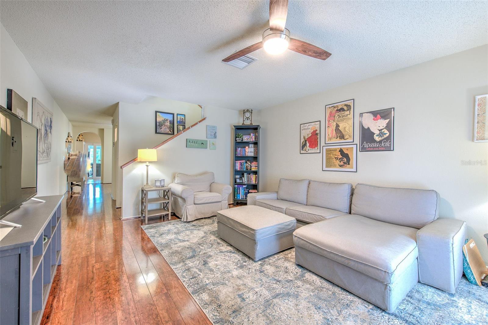 Living Room with hard wood floors