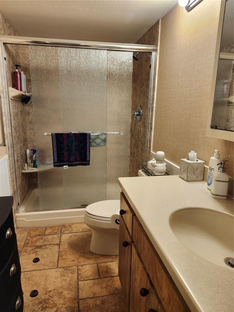 Master bath has shower