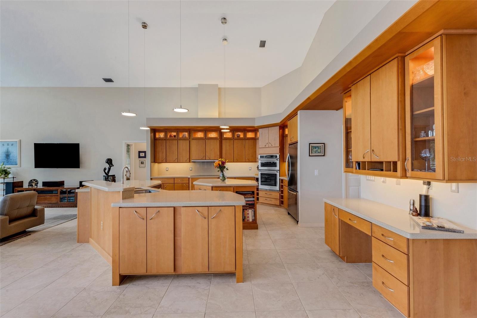 Quartz countertops in the updated kitchen