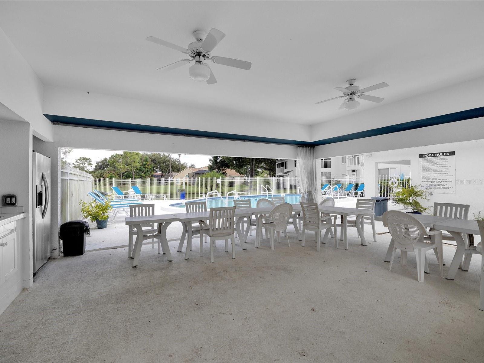 Plenty of undercover seating at the community pool