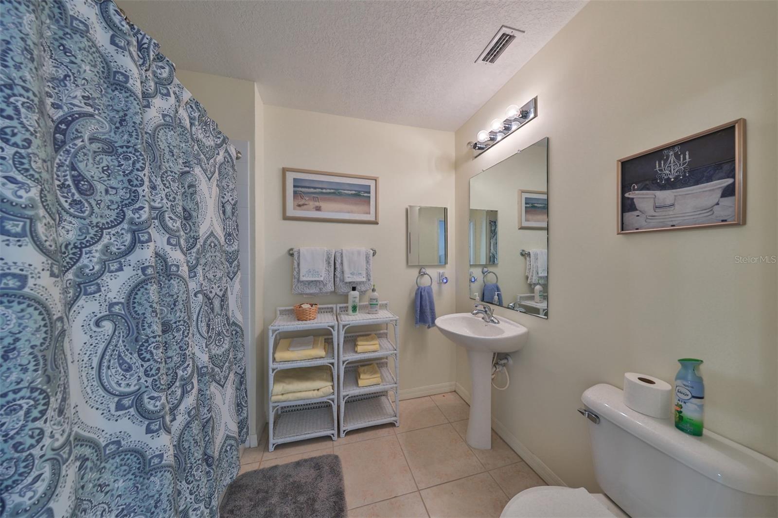 Guest Bathroom updated with tub/shower combo. NOTE:  House has a whole house water softener system.