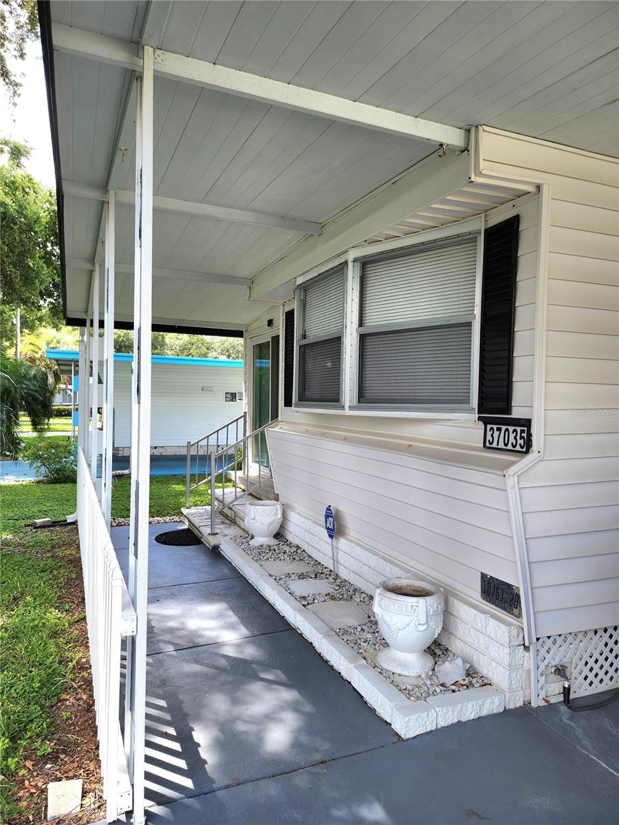 Covered front walkway.