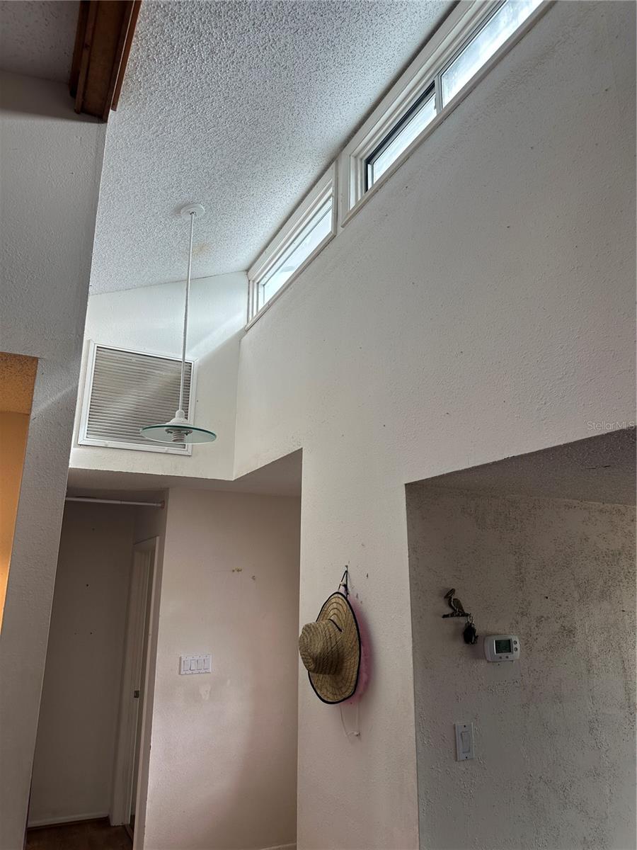 Hallway in Dining Room with Vaulted Ceiling