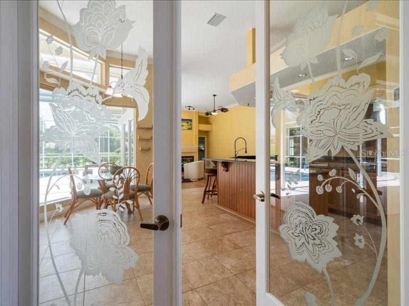 French doors to kitchen