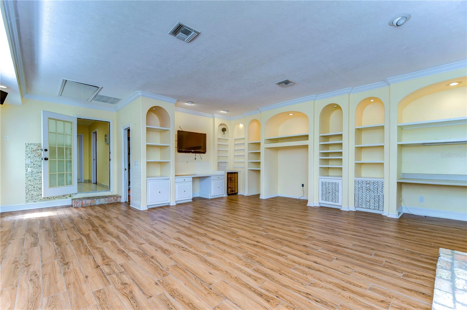 Built-ins and decorative fireplace!