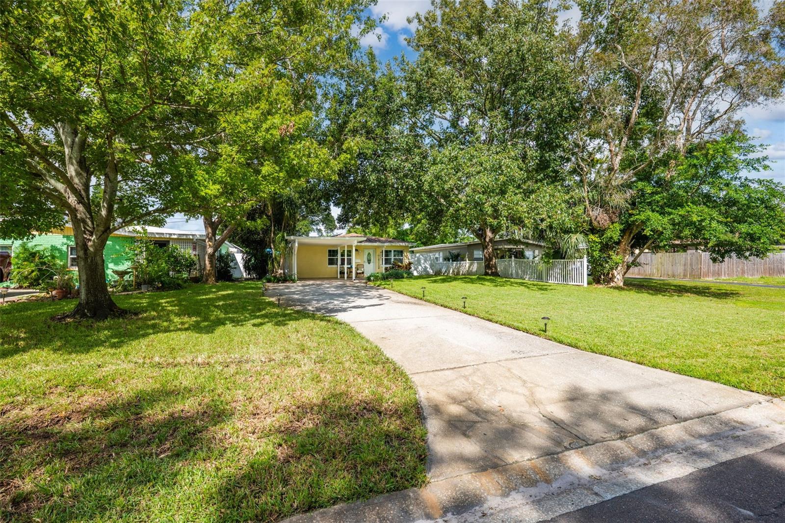 This lovely cottage home is tucked under the dappled shade of a beautiful, mature tree and framed by a lush lawn.