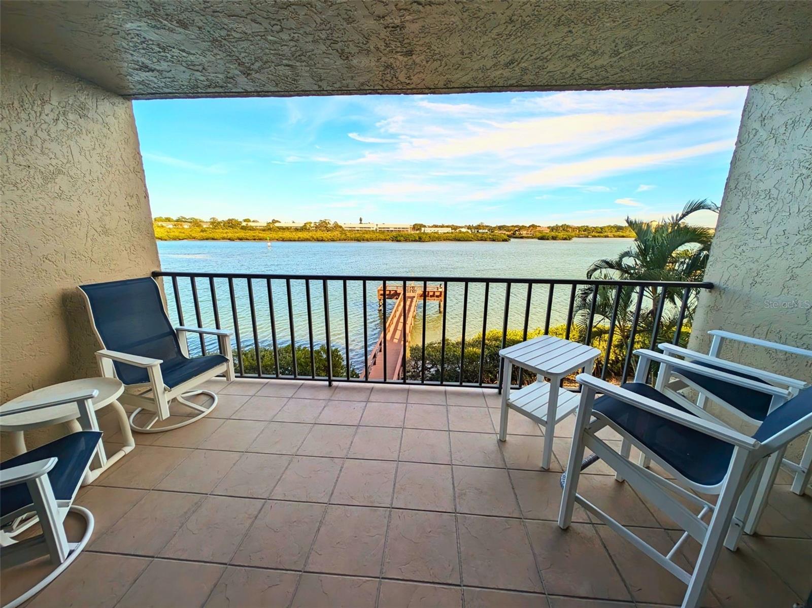 Condo #102 Covered Patio with Water Views