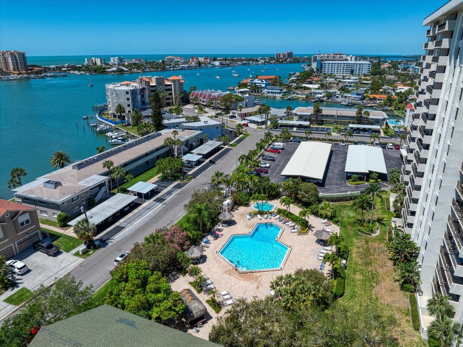 Ariel view of Pool & Hot Tub area