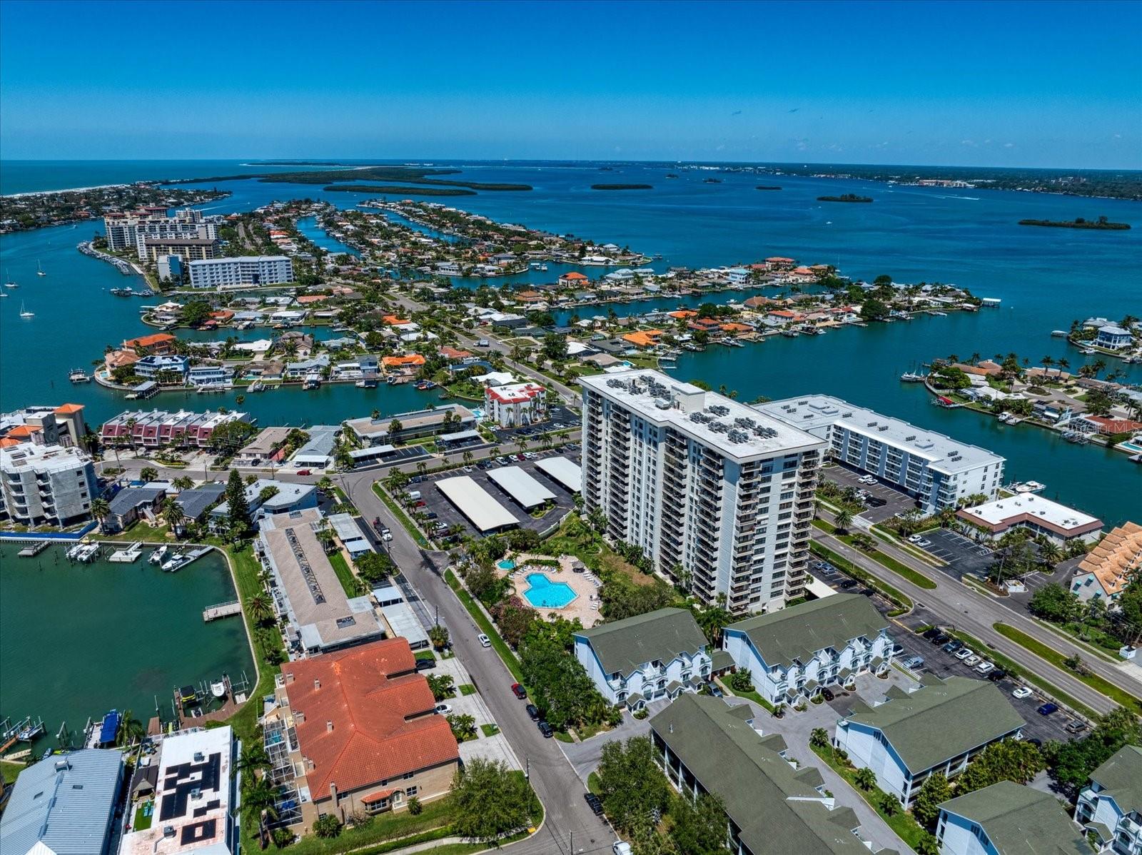 Ariel view of building