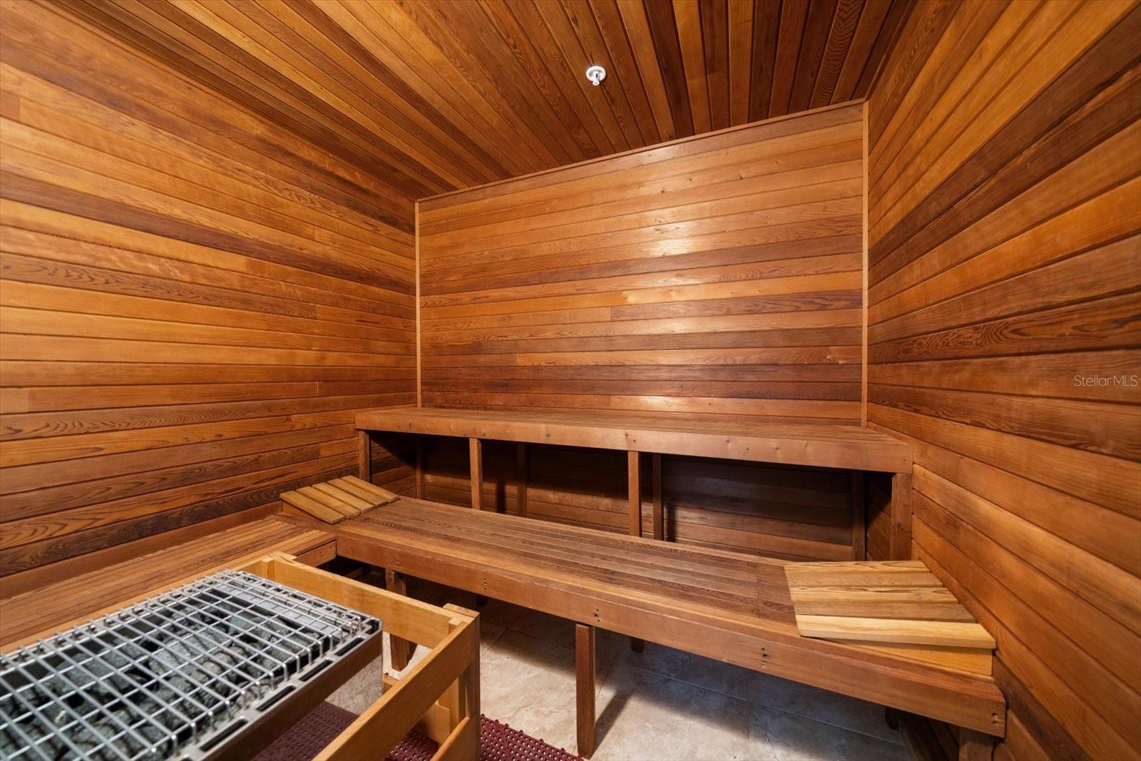 Interior of dry sauna