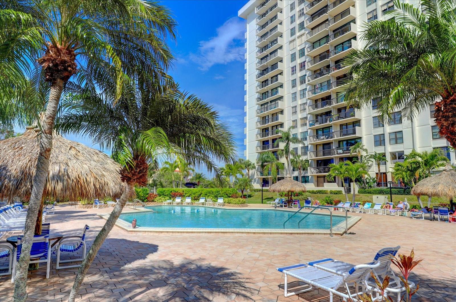 Lucious landscaping for a resort style pool deck area