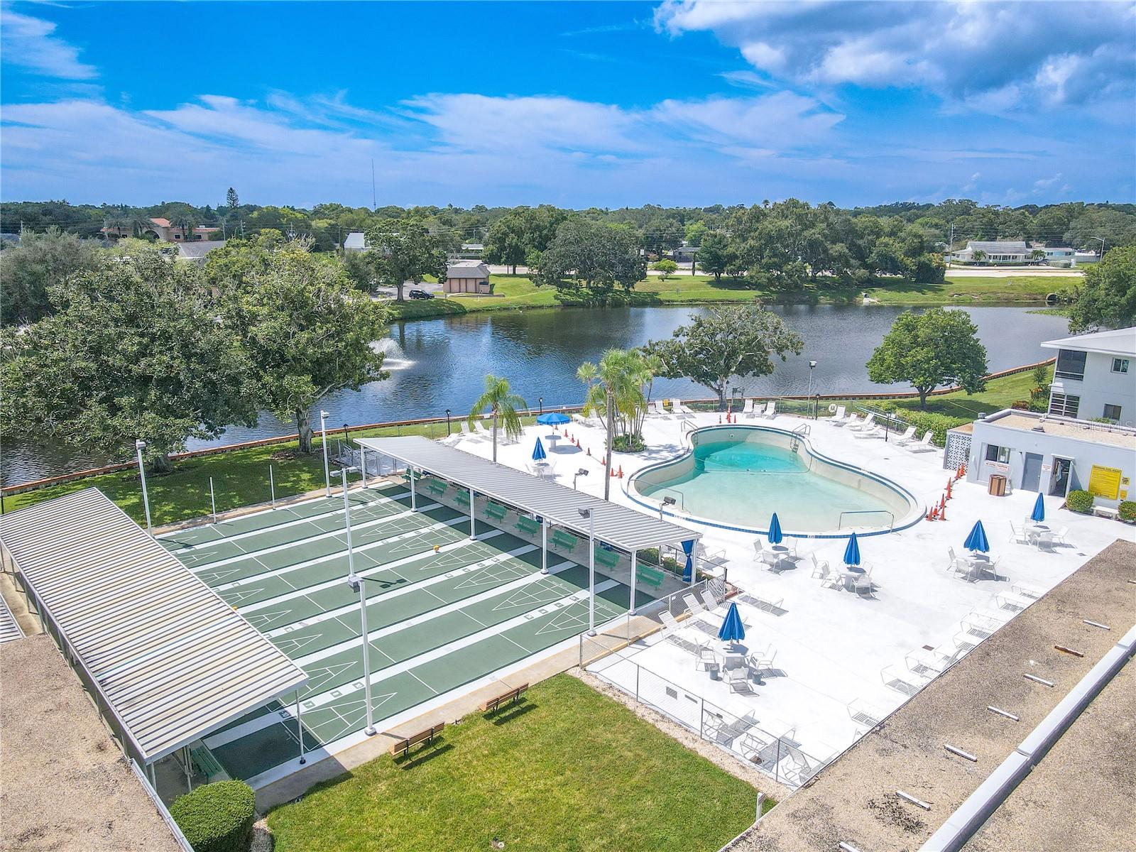 Community pool and shuffleboard.