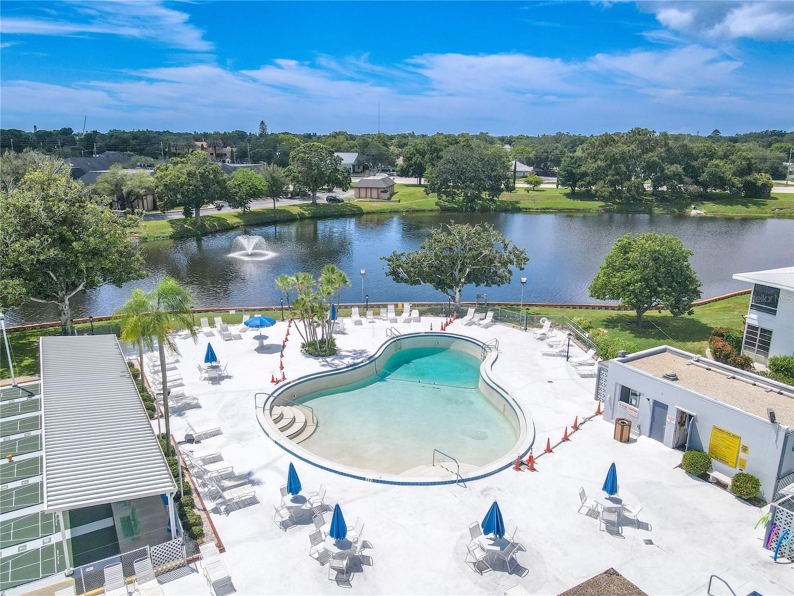 Community pool in a resort like setting.