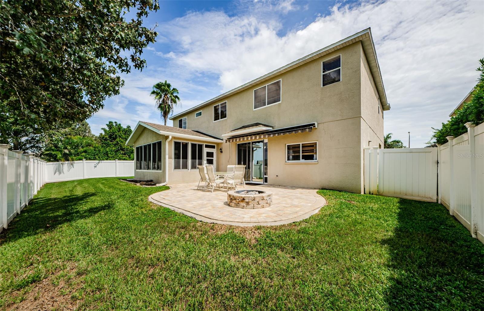 Large Fenced In Backyard w/ Pavers & Firepit