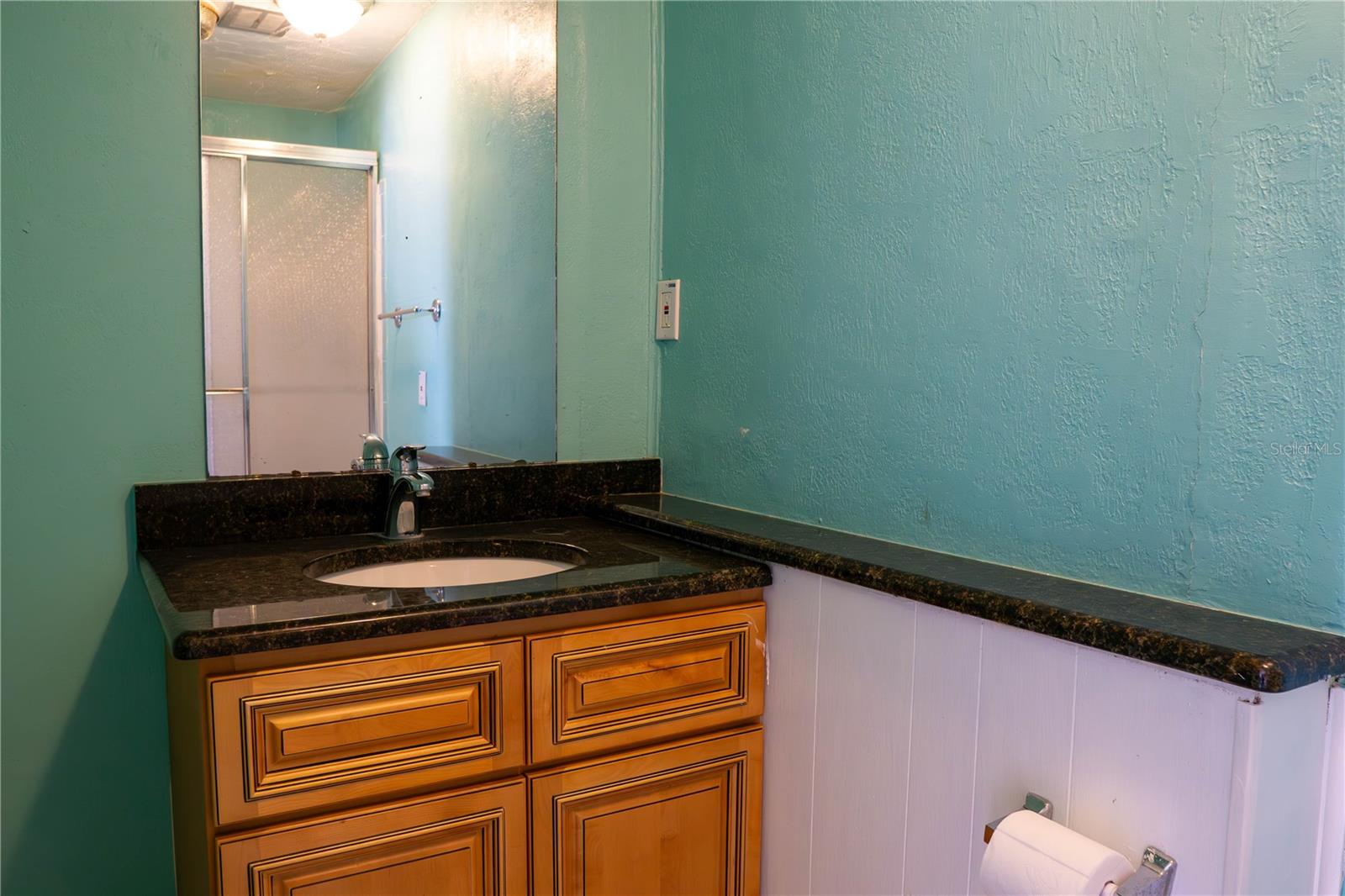 Second full bathroom with shower in the garage area