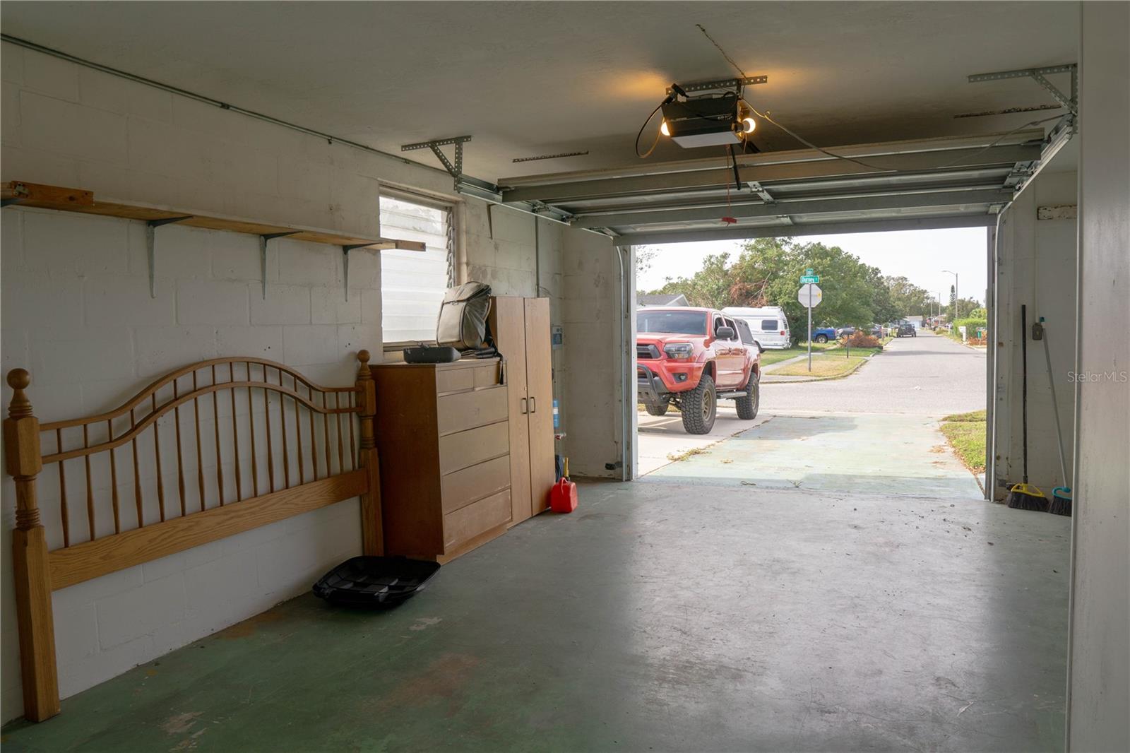 Large one car garage with storage