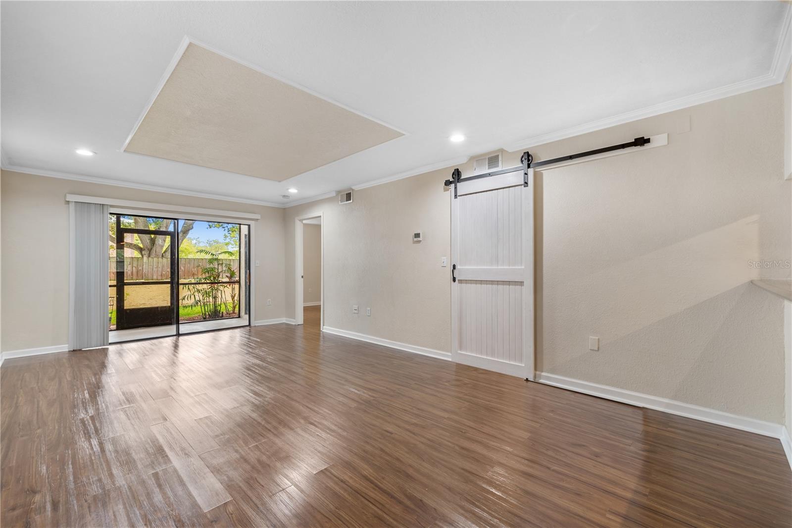 Lots of Privacy in Living Rm w/ Barn Door Closed!