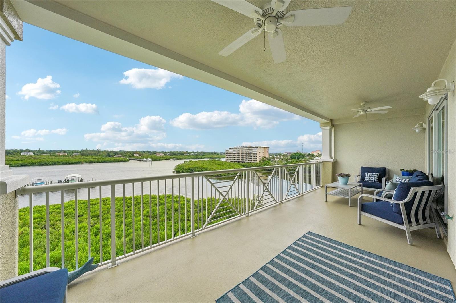 South Intracoastal Waterway view.  Manatees and Dolphins are often seen with their babies in the cove to the right.