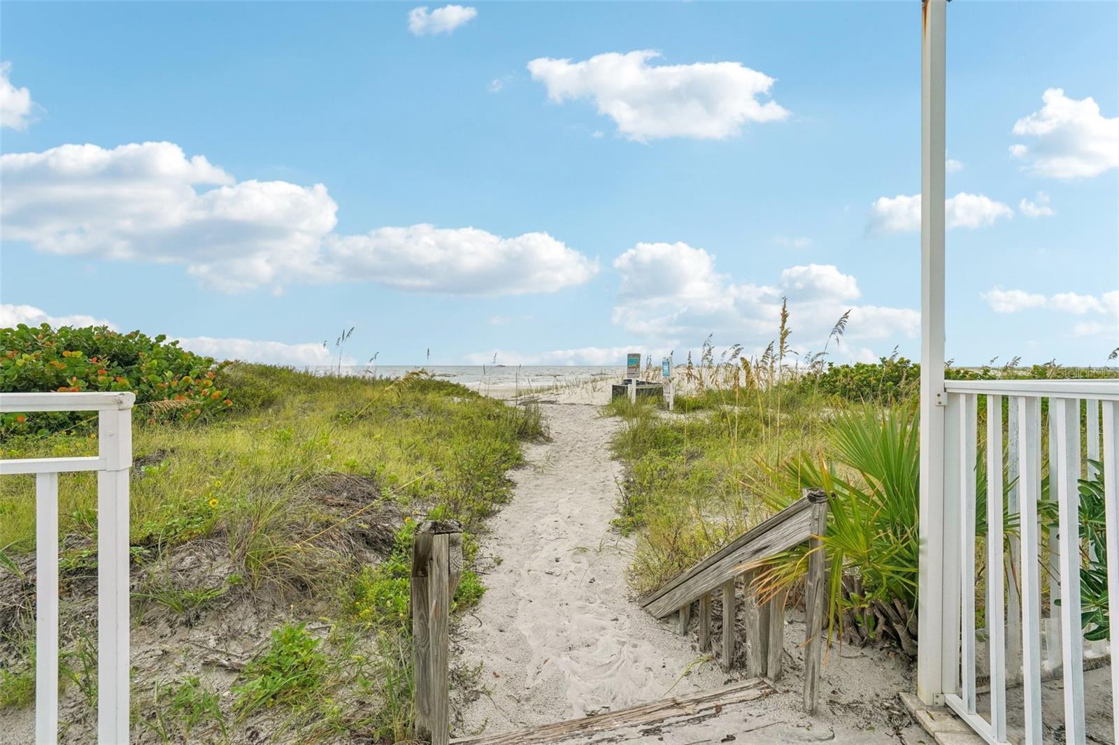 Beach Access from 195th Ave and Gulf Blvd, only 0.1 miles south of Dolphin Key.  Both beach access points are less than a 5 minute walk and very conveniently located.