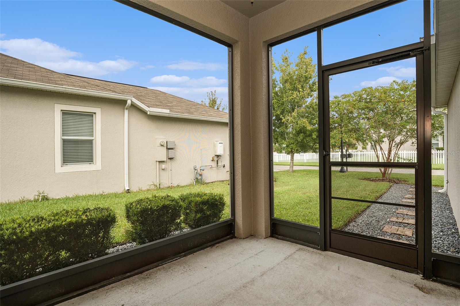 Screened back patio