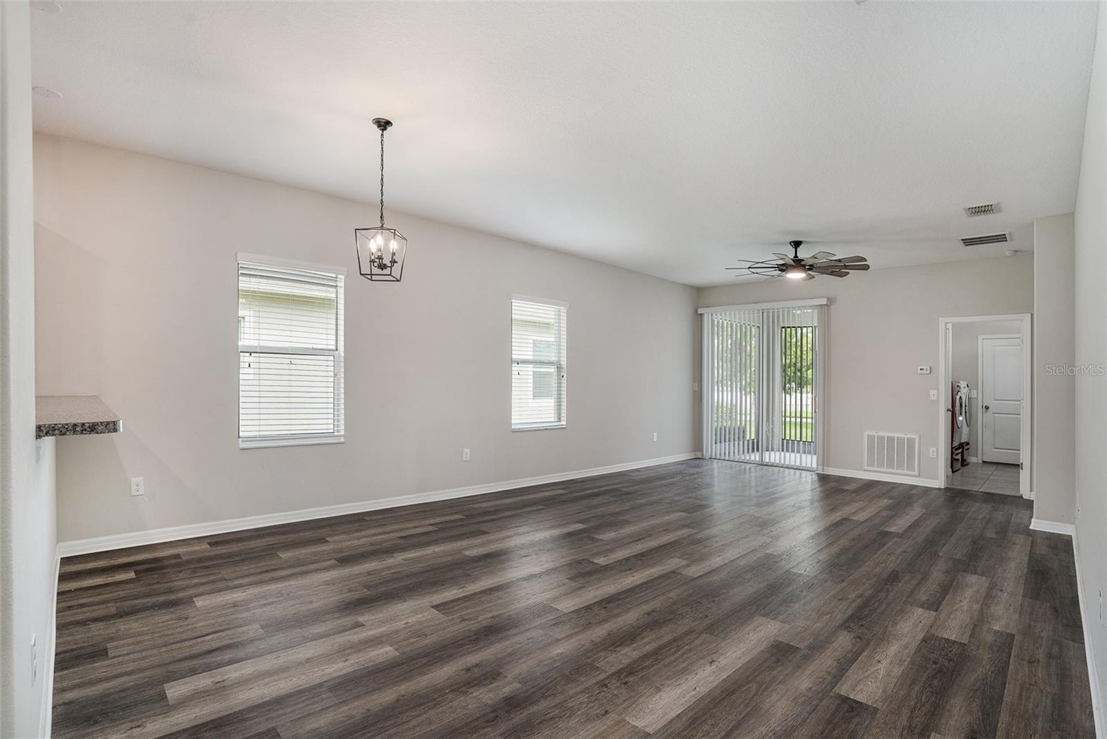 Wide open floor plan into the dining/living area