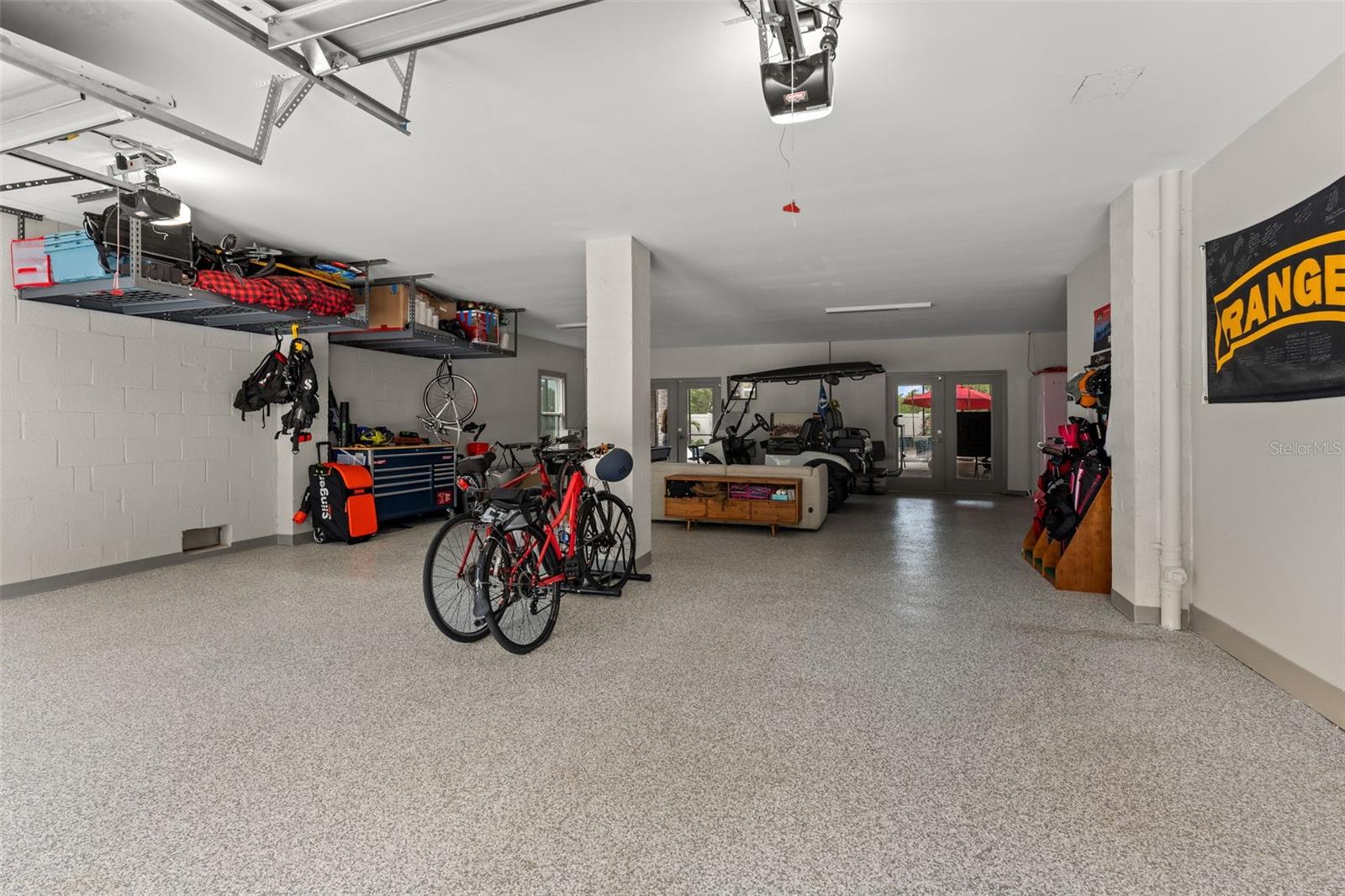 Four car garage with storage closet