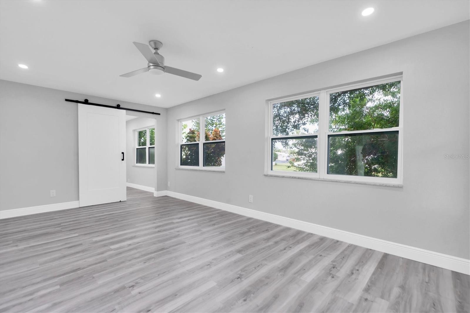 Snapshot from the family room towards bedroom #3/office