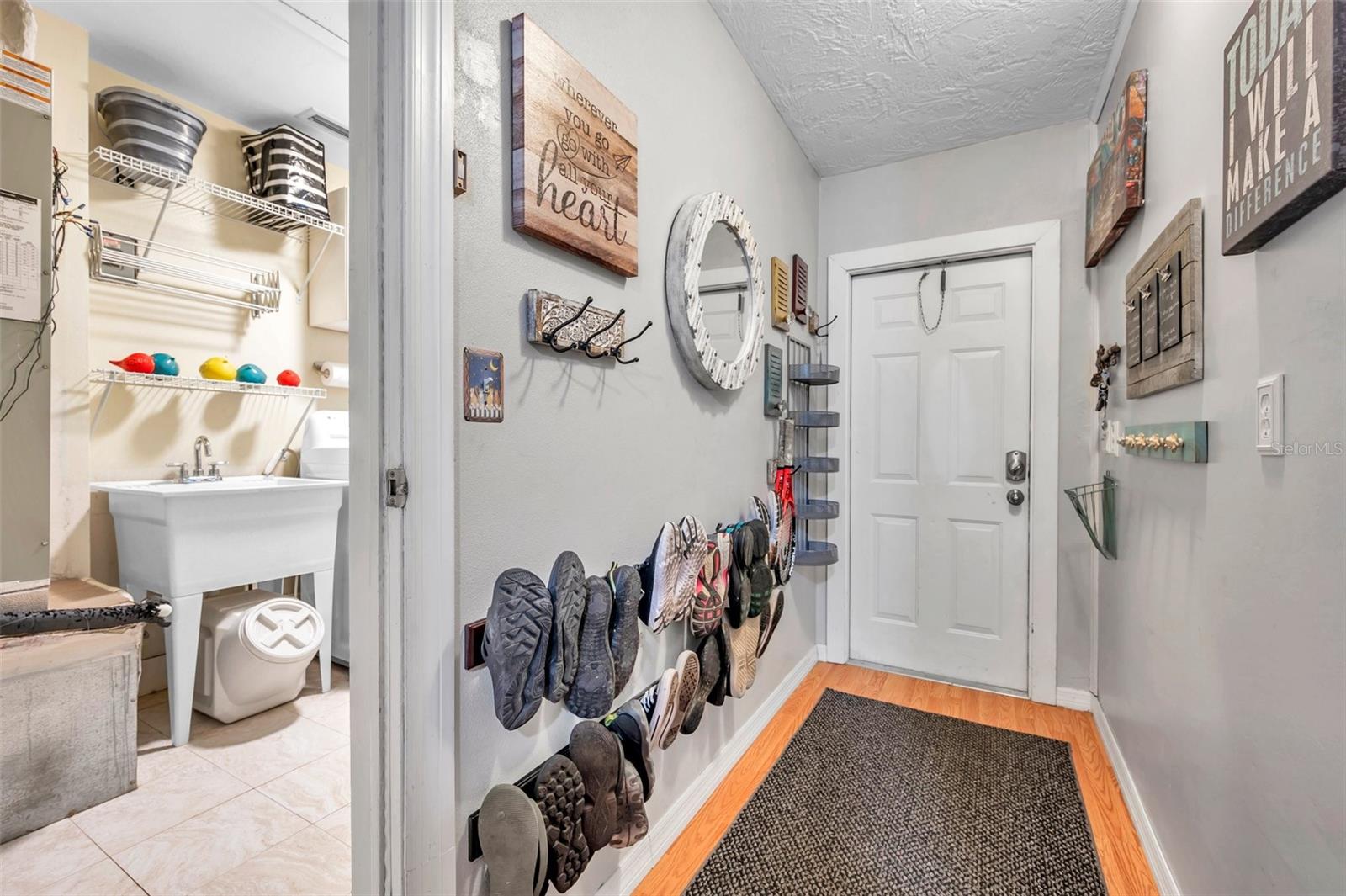 mud room area by side service door.