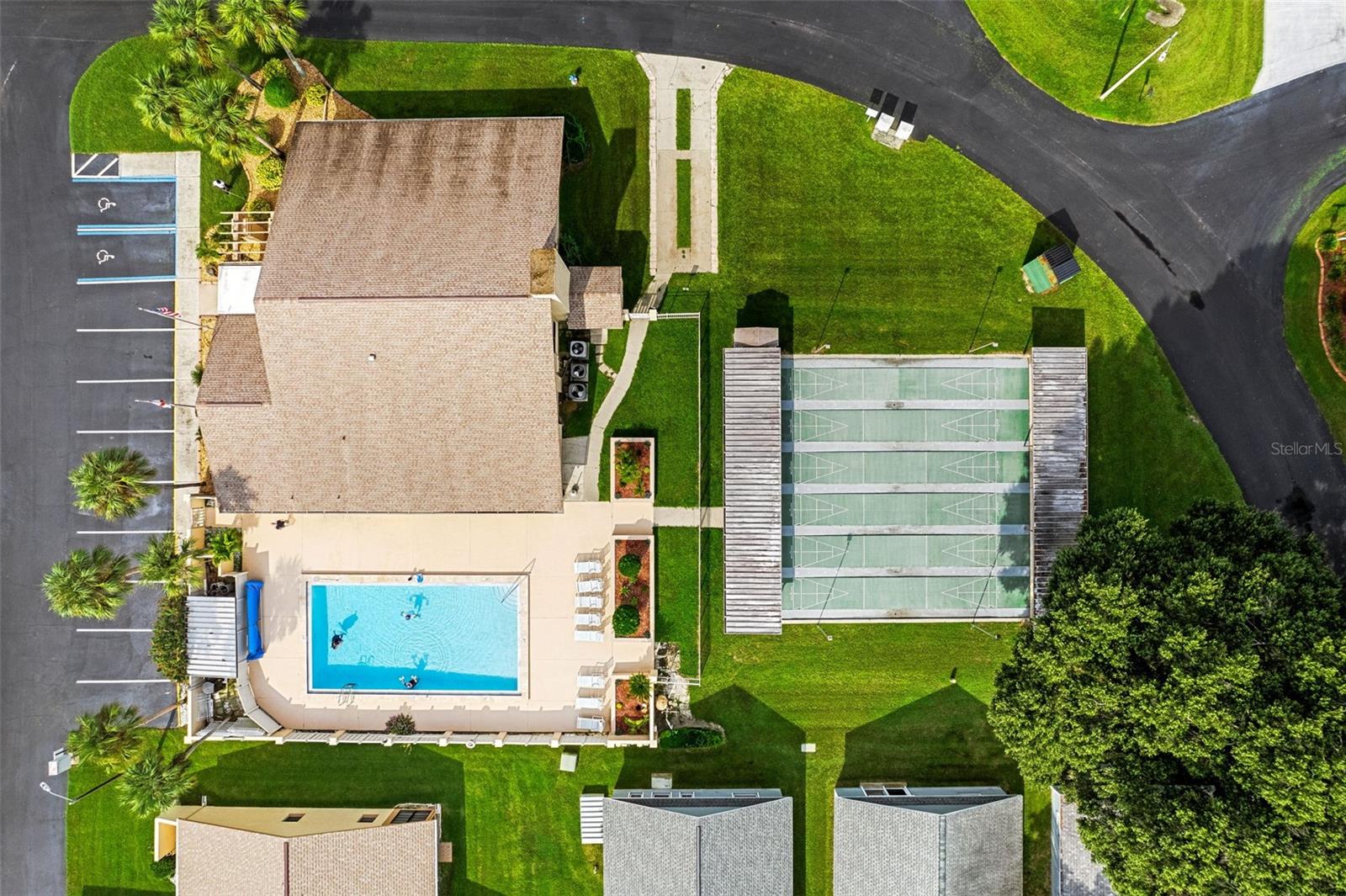 Ariel View of clubhouse and pool