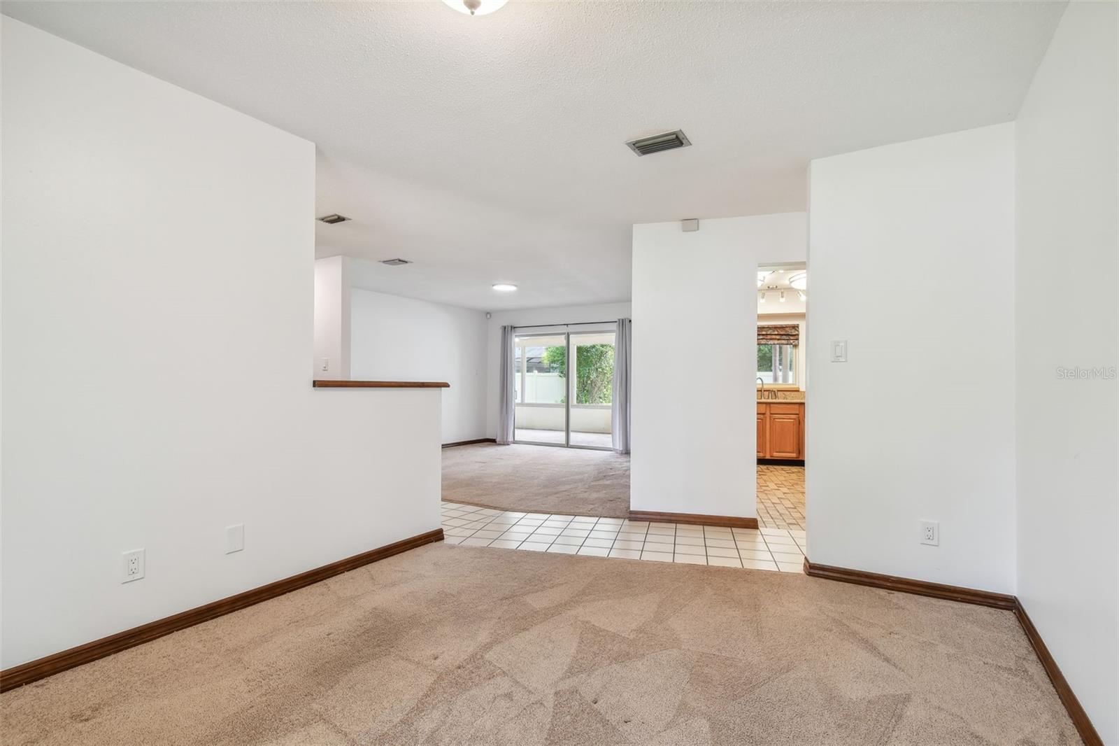 Dining room, living room and kitchen from front foyer.