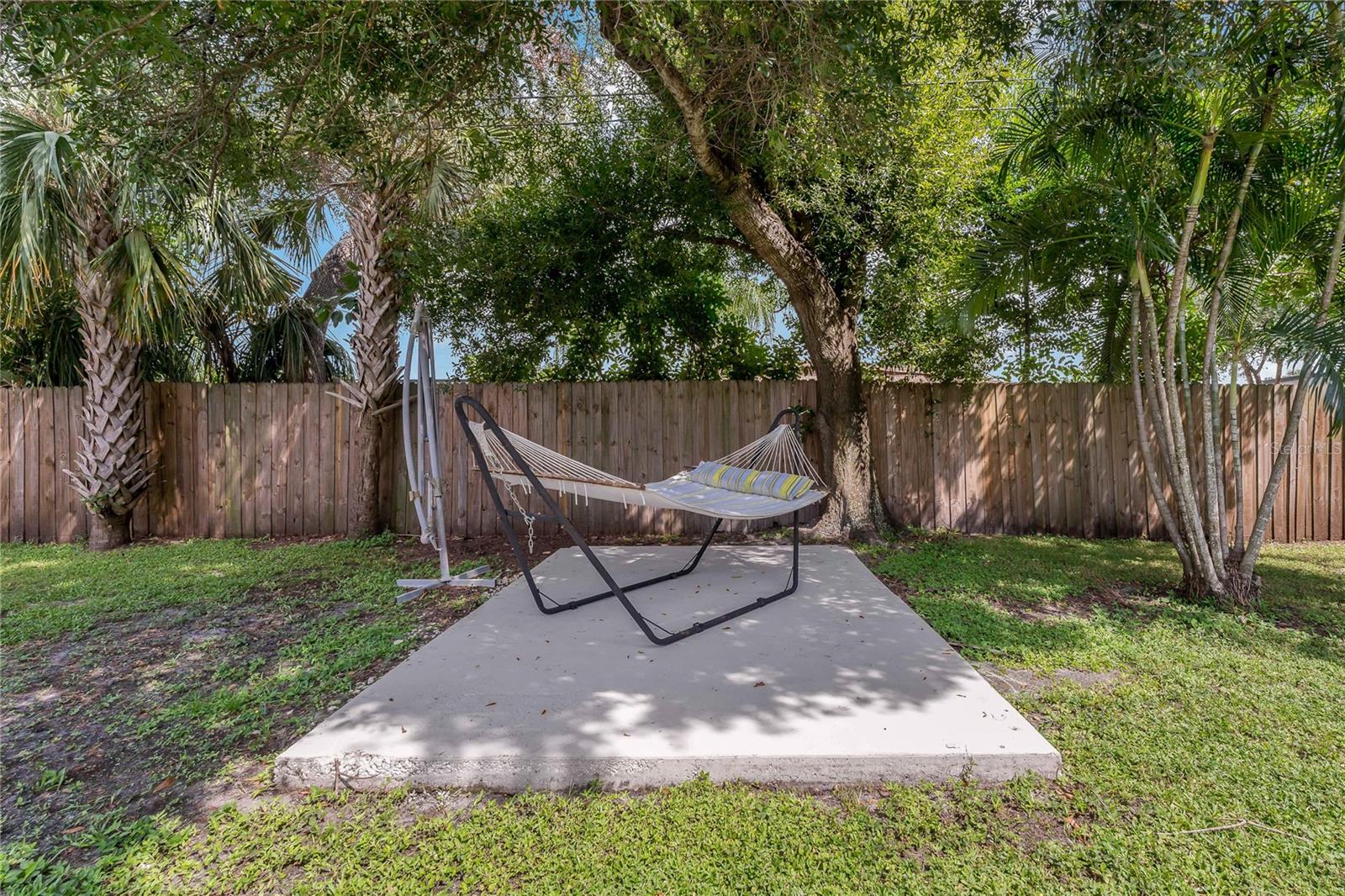 Or relax on the shaded concrete pad in a hammock!