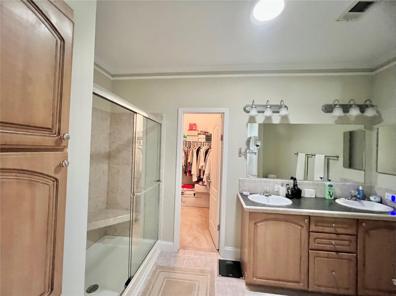 Ensuite bathroom with walk in closet