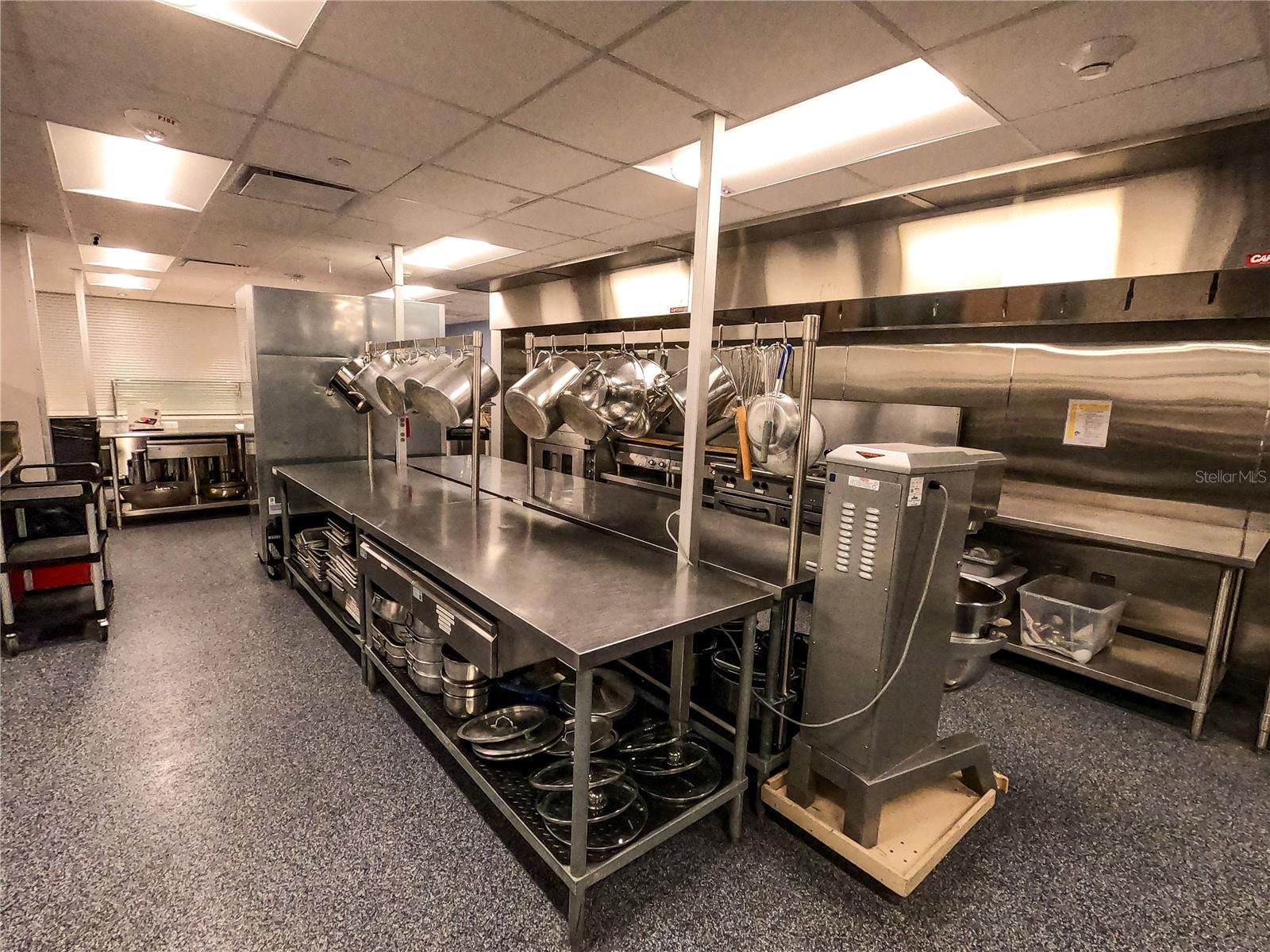 Industrial style kitchen in clubhouse