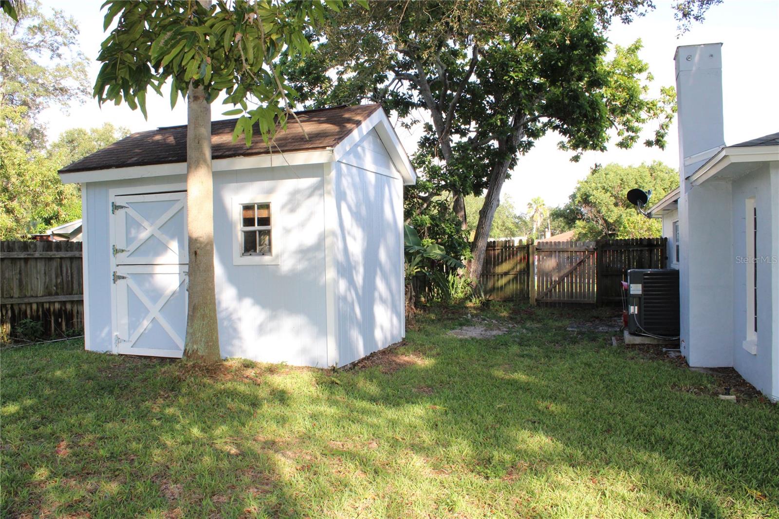 Custom shed in side yard