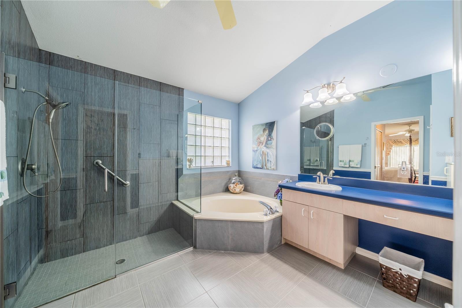 Master bath with garden tub and large walk-in shower