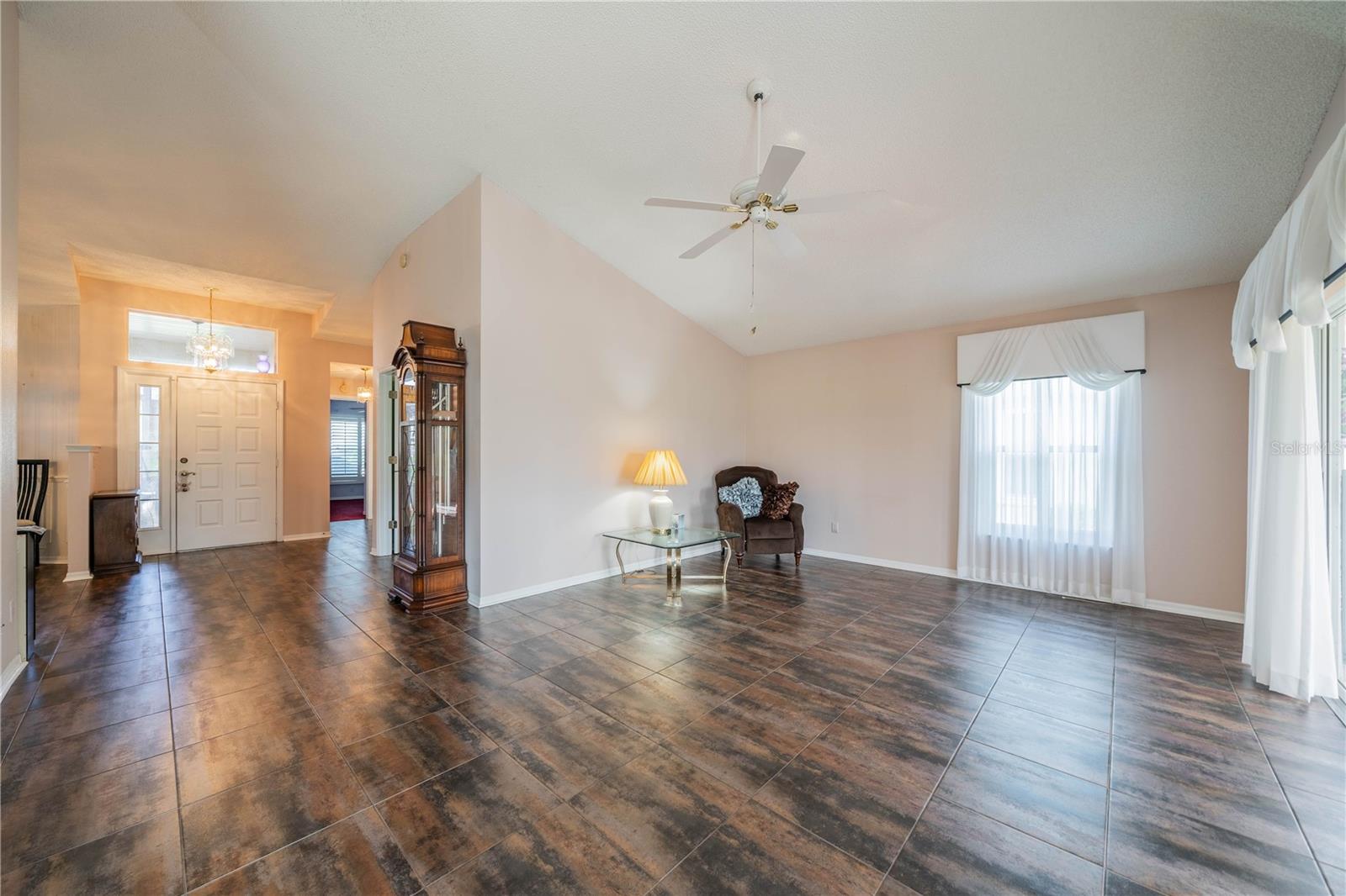 Living area with view of entry way