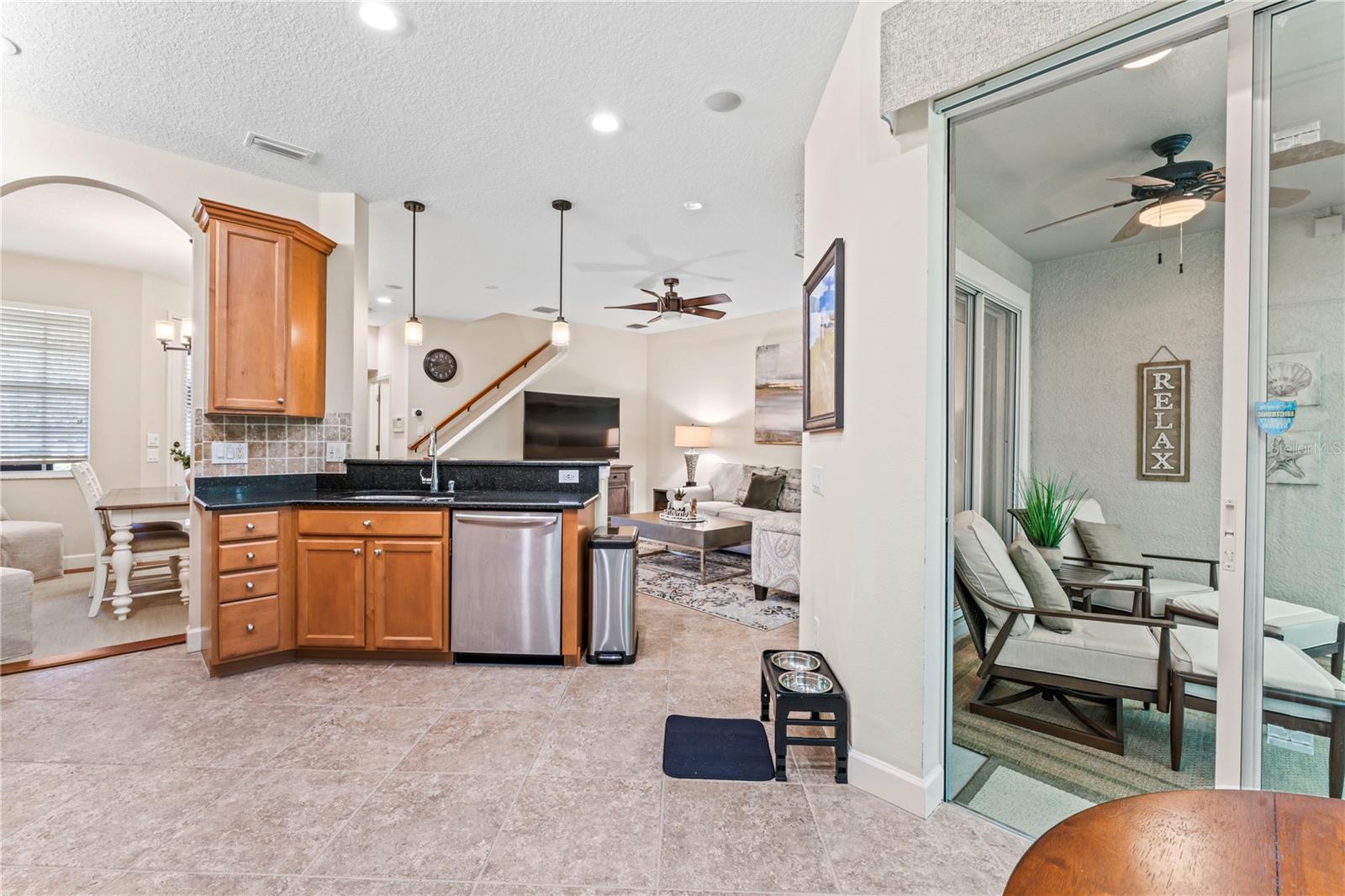 Kitchen, Lanai, Dining Room and Living Room