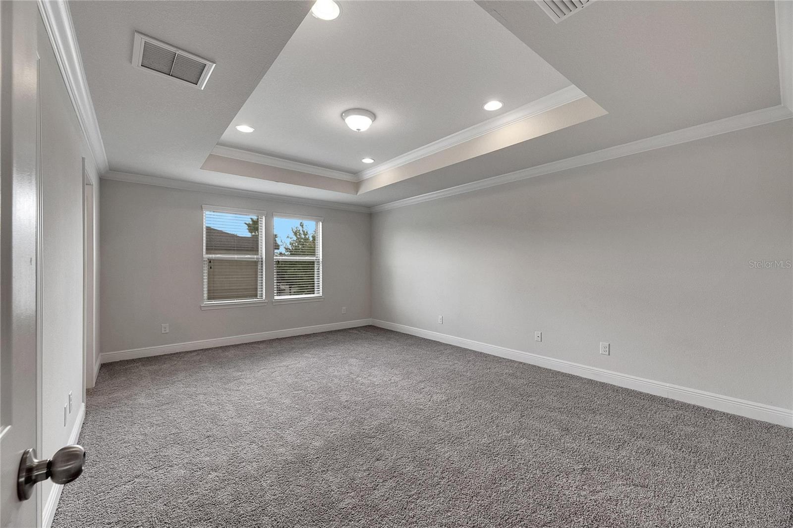 Primary En Suite with Tray Ceiling and Walk-In Closet