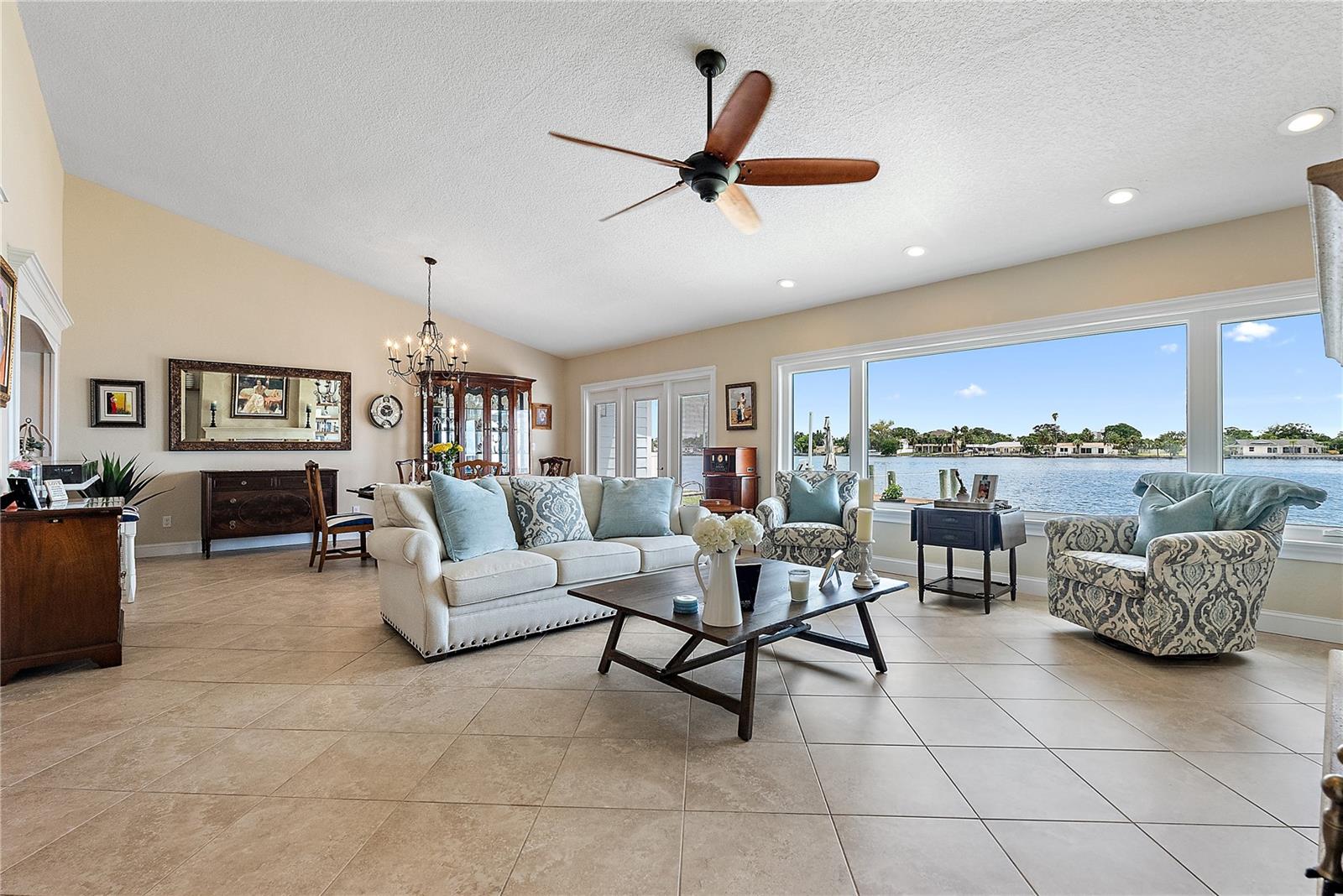 Family Room/Dining Room with view of Boca Ciega Bay