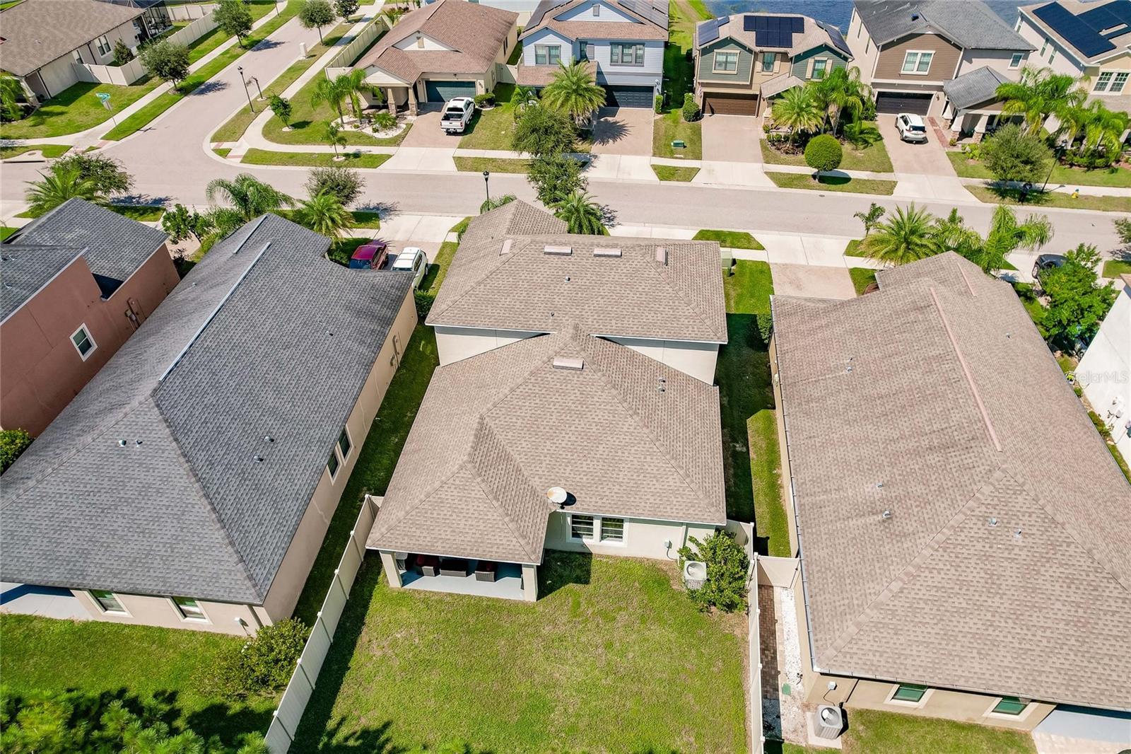 Aerial view of the backyard