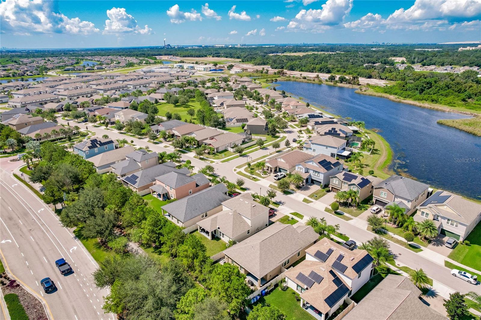 Aerial view of neighborhood